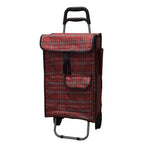 Cărucior XXL de Cumpărături Pliabil, cu Cadru Metalic Interior, Sac Impermeabil și Detașabil, 43 L și 2 Roți