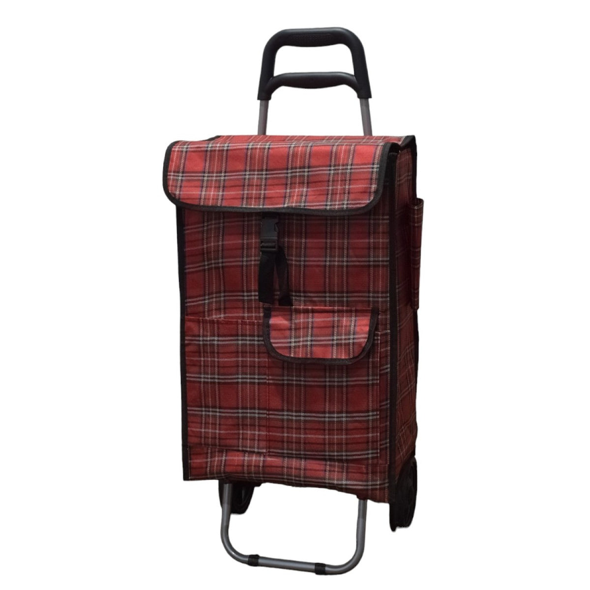 Cărucior XXL de Cumpărături Pliabil, cu Cadru Metalic Interior, Sac Impermeabil și Detașabil, 43 L și 2 Roți