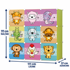 Dulap Modular pentru Copii MagicNest, cu 9 Uși și Imprimeuri Colorate, pentru Haine, Lenjerii, Jucării și Cărți – 4 Variante