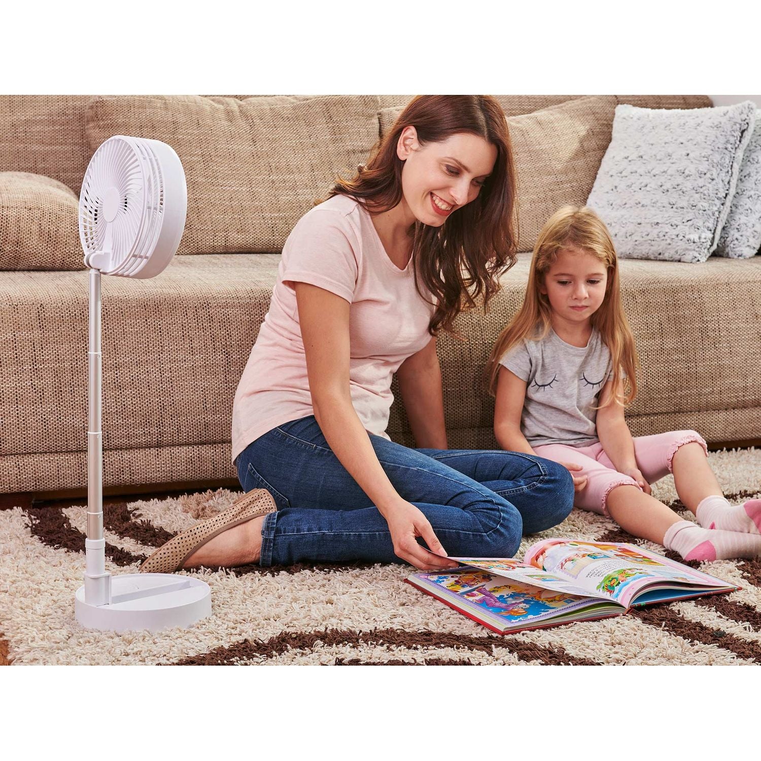 Ventilator Telescopic Portabil și Pliabil, Putere 4.8W, 3 Trepte de Viteză, Autonomie Sporită cu Acumulator de 3000 mAh, Încărcare USB