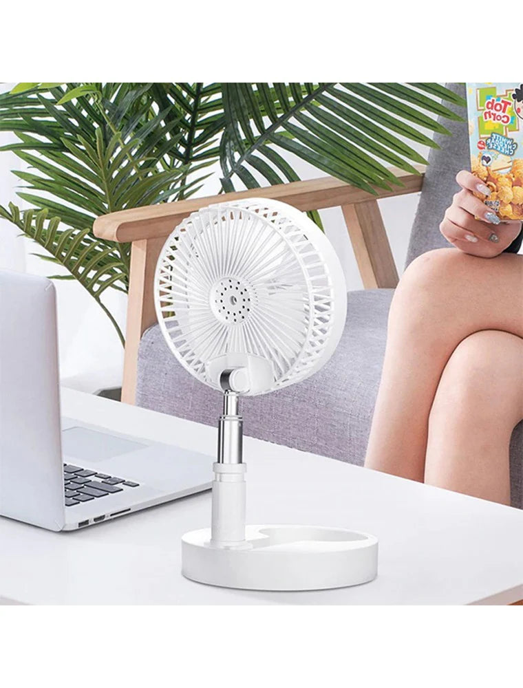 Ventilator Telescopic Portabil și Pliabil, Putere 4.8W, 3 Trepte de Viteză, Autonomie Sporită cu Acumulator de 3000 mAh, Încărcare USB