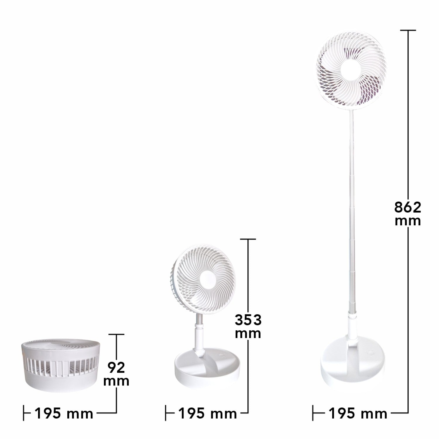 Ventilator Telescopic Portabil și Pliabil, Putere 4.8W, 3 Trepte de Viteză, Autonomie Sporită cu Acumulator de 3000 mAh, Încărcare USB