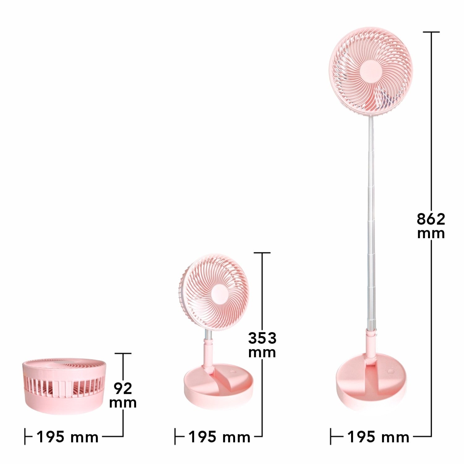 Ventilator Telescopic Portabil și Pliabil, Putere 4.8W, 3 Trepte de Viteză, Autonomie Sporită cu Acumulator de 3000 mAh, Încărcare USB
