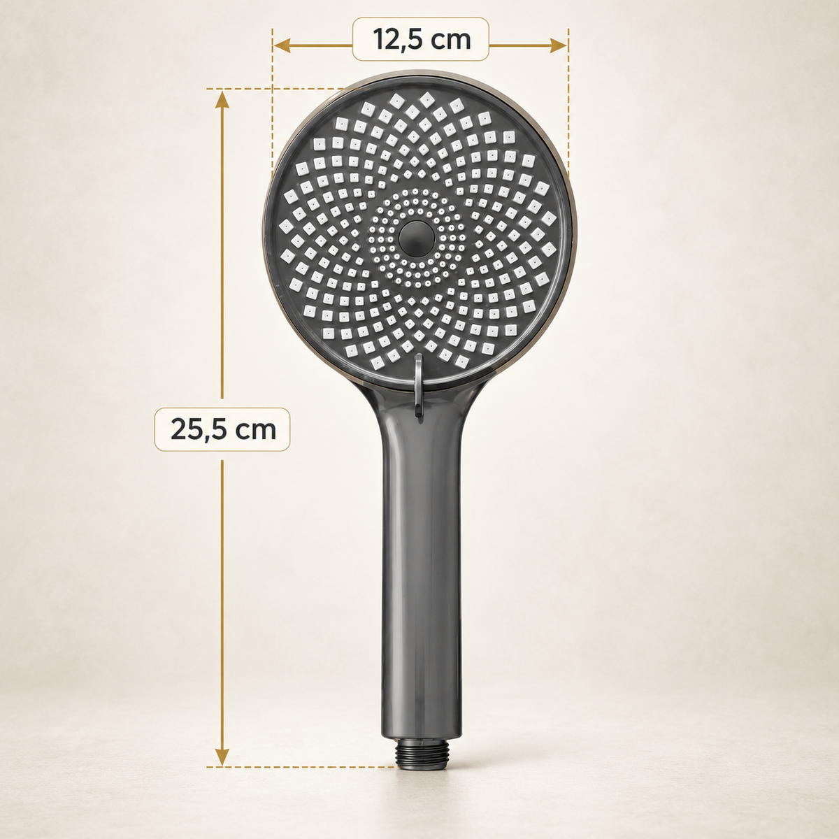 Pară de duș universală cu 3 moduri de jet, microduze și duze anti-calcar, 25,5 × 12,5 cm, 2 culori disponibile