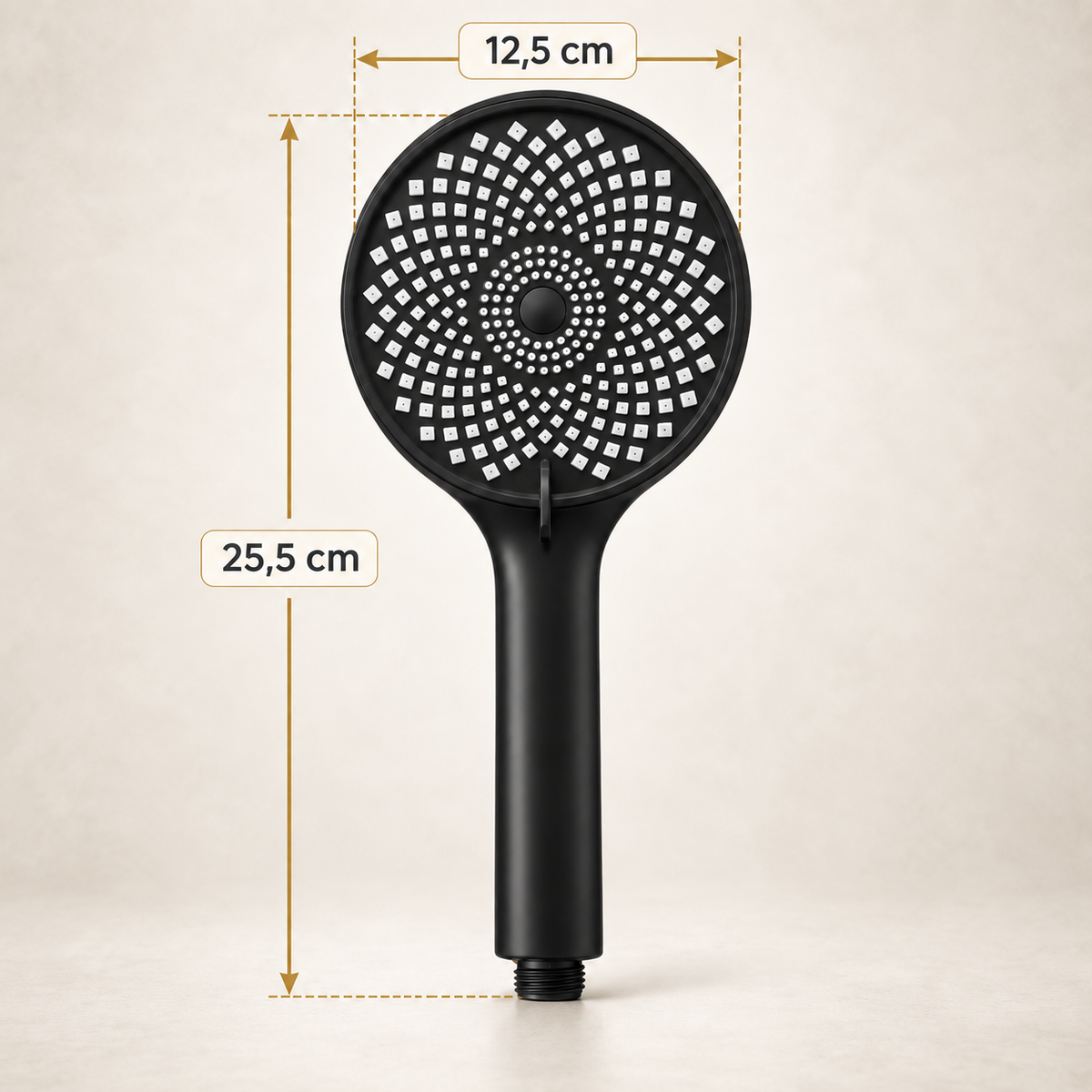 Pară de duș universală cu 3 moduri de jet, microduze și duze anti-calcar, 25,5 × 12,5 cm, 2 culori disponibile