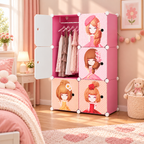 Dulap Modular pentru Copii MagicNest, cu 6 sau 8 Uși, pentru Haine, Jucării și Cărți – 4 Variante