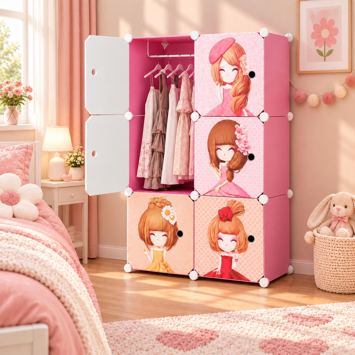 Dulap Modular pentru Copii MagicNest, cu 6 sau 8 Uși, pentru Haine, Jucării și Cărți – 4 Variante