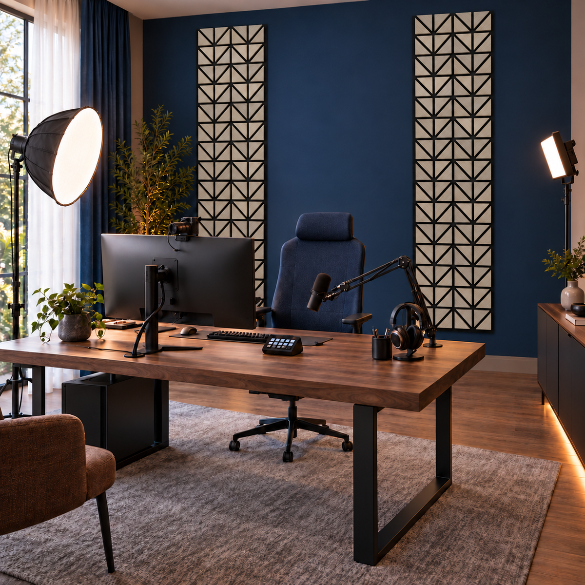 Set 3 Panouri Decorative Acustice SonoArt, din HDF și Pâslă, cu Design Geometric, pentru Pereți Interiori – 6 Variante