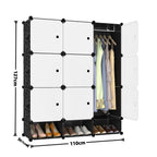 Dulap Modular Urban Loft, 9 Uși, cu Cadru din Oțel și Panouri din Polipropilenă, pentru Haine, Încălțăminte și Accesorii – 127 × 110 × 37 cm