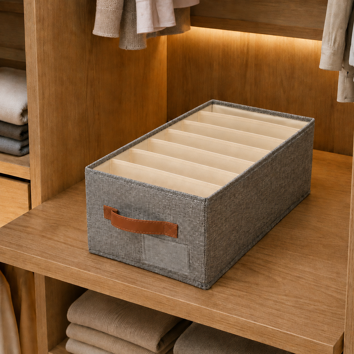 Organizator Pliabil Multifuncțional, cu Mâner, pentru Depozitare Compactă, Gri, 45 × 28 × 18 cm