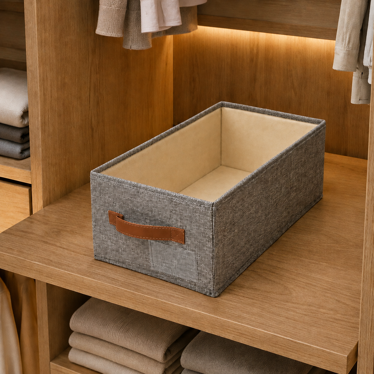 Organizator Pliabil Multifuncțional, cu Mâner, pentru Depozitare Compactă, Gri, 45 × 28 × 18 cm