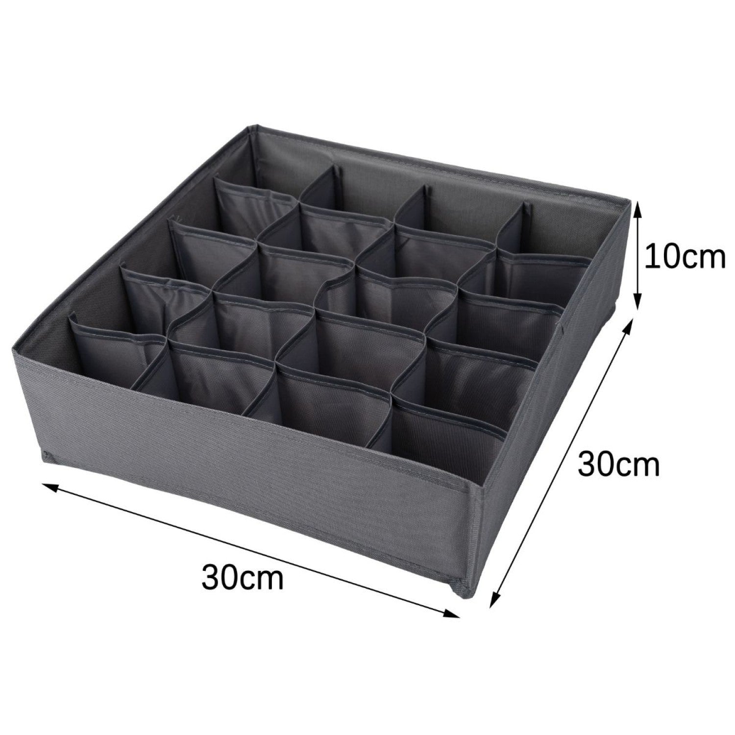 Organizator Pliabil pentru Dulap sau Sertar, 20 Compartimente, 30 × 30 × 10 cm, Gri