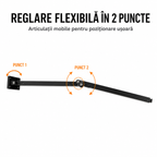 Uscător de Haine și Suport pentru Umerașe 2-în-1, Extensibil, cu 2 Brațe Rotative și 12 Cârlige, Aluminiu, Negru