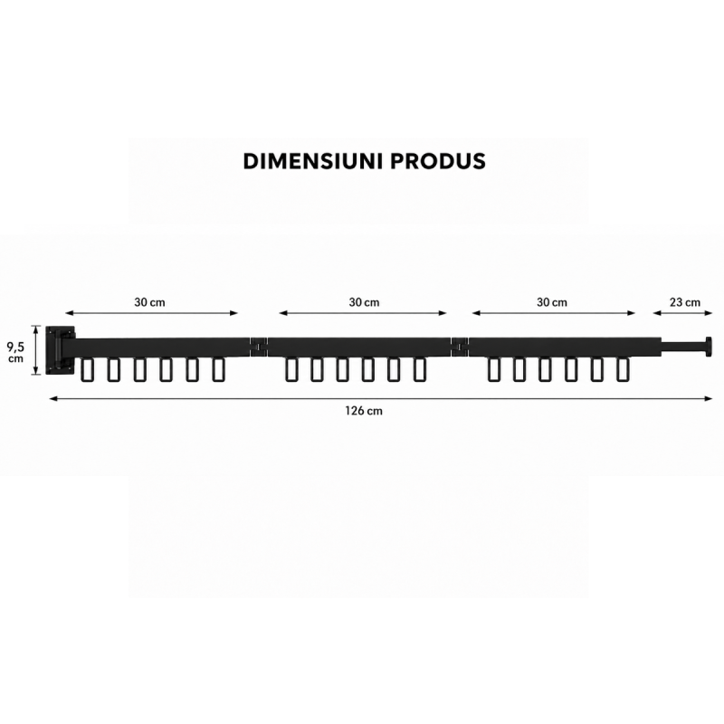 Uscător de Haine și Suport pentru Umerașe 2-în-1, Extensibil, cu 2/3 Brațe Rotative și 12/18 Cârlige, Aluminiu, Negru