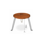 Măsuță de Cafea Rotundă Loft Circle, Blat MDF cu Aspect de Lemn și Picioare Metalice Negre, 50 × 45 cm