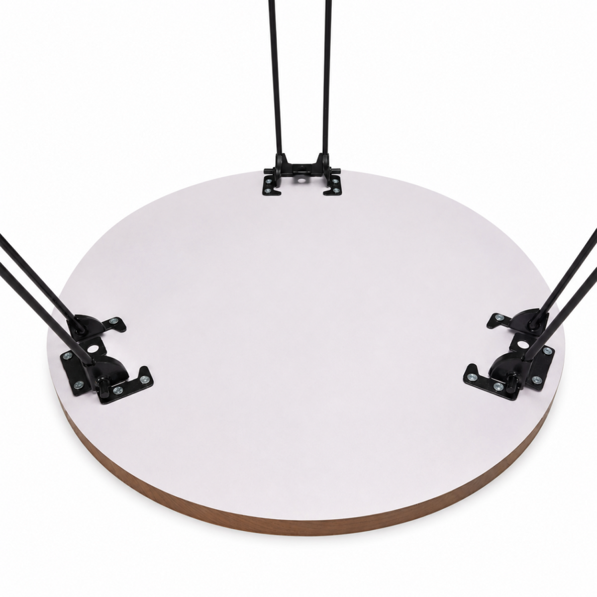 Măsuță de Cafea Rotundă Loft Circle, Blat MDF cu Aspect de Lemn și Picioare Metalice Negre, 50 × 45 cm