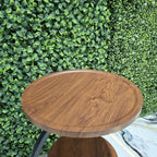 Măsuță de Cafea SmartSpace Duo, Cadru Metalic Negru, 2 Blaturi și Finisaj cu Aspect de Lemn, 40 × 30 × 57 cm