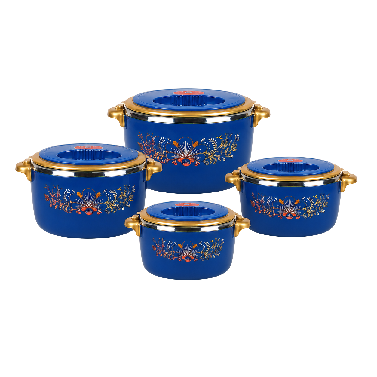 Set 4 Caserole Termice Premium, Interior din Inox și Izolație din Spumă, 1L + 2L + 4L + 6L, Cald până la 4 Ore / Rece până la 6 Ore
