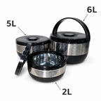 Set 3 Piese Caserole ThermoLux, Interior din Inox, Perete Dublu și Strat Termoizolant, 2L + 5L + 6L