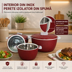 ThermoGrip Inox - Caserolă termică premium cu interior din Inox și Izolație din Spumă, Până la 7h Cald / 4h Rece - diferite modele