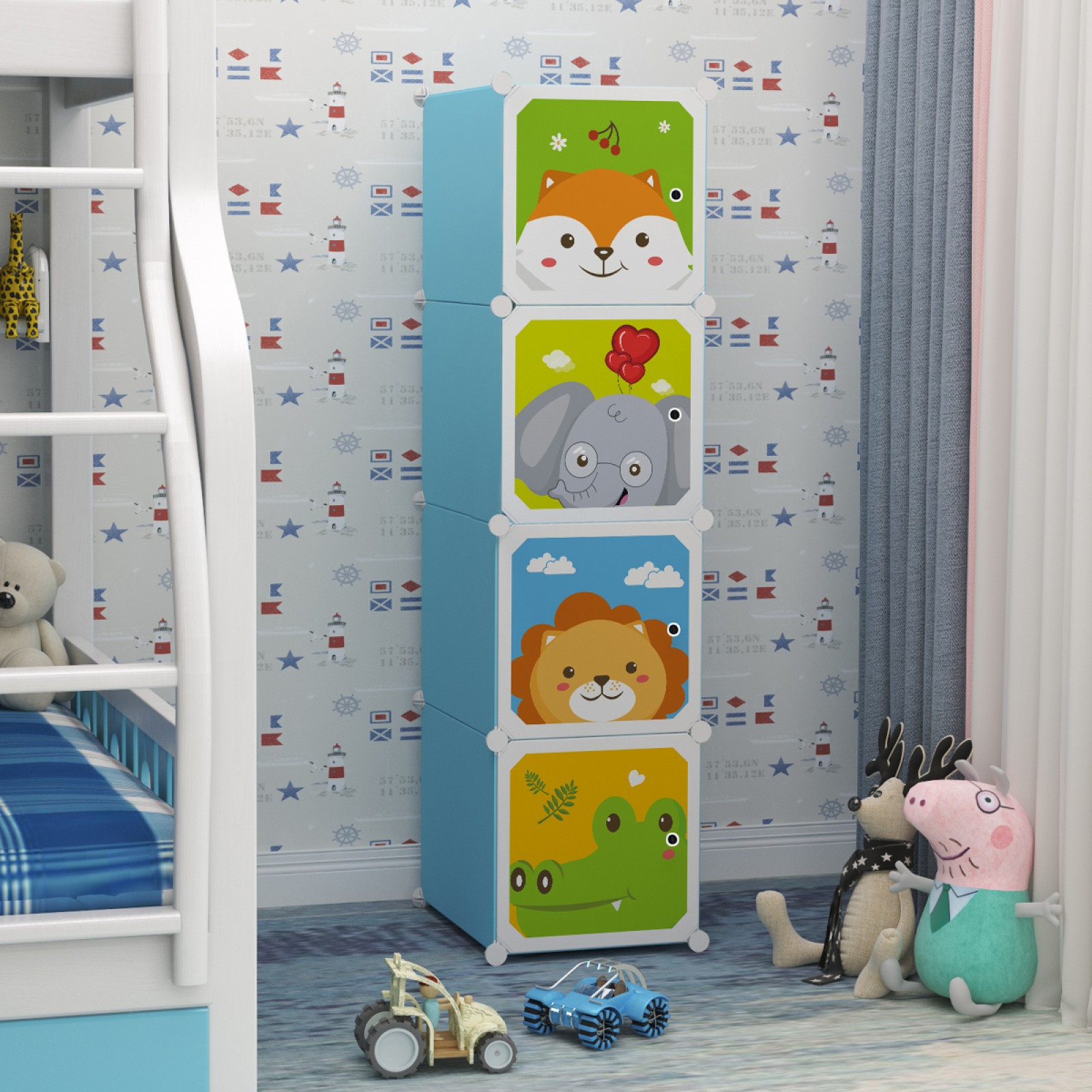 Dulap Modular pentru Copii, 4 Compartimente