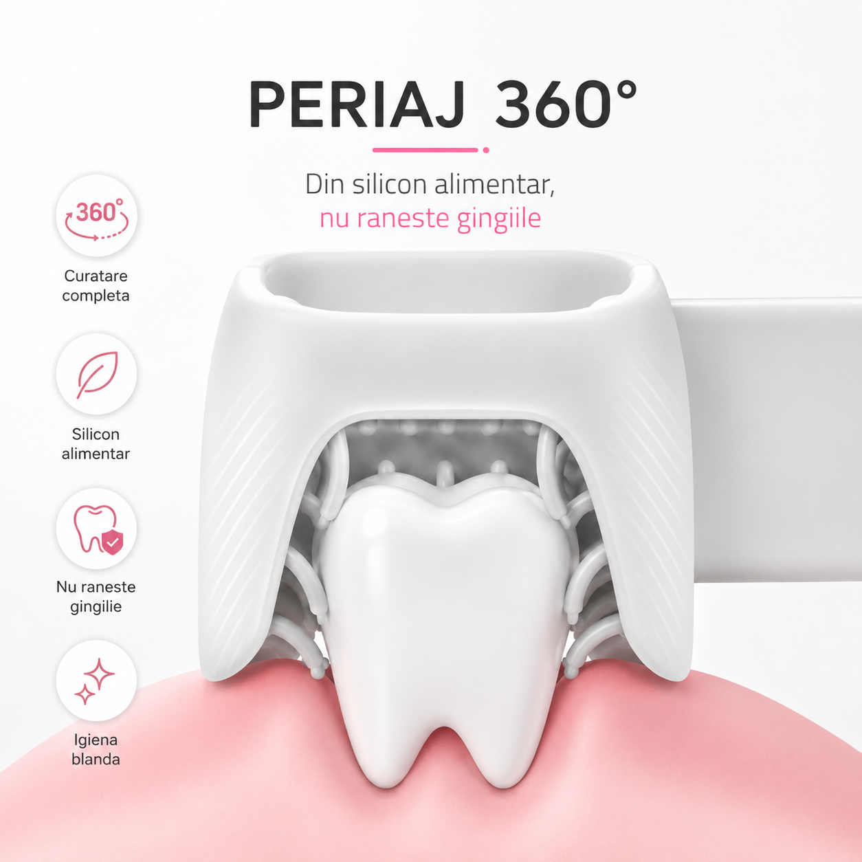 Periuța MagicU – Periuță electrică 360° din silicon alimentar, anti-plâns și zero iritații, 3 programe, reîncărcabilă USB