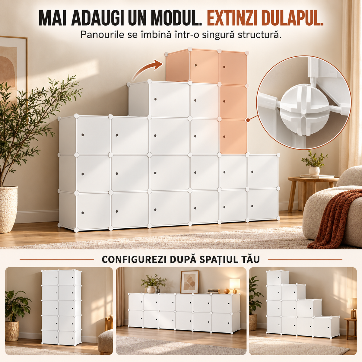 Dulap Modular Urban Loft, 9 Uși, cu Cadru din Oțel și Panouri din Polipropilenă, pentru Haine, Încălțăminte și Accesorii – 127 × 110 × 37 cm