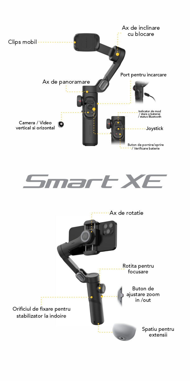 Gimbal Stabilizator Pe 3 Axe Aochuan Smart – Pentru Vlogging și Filmări Profesionale Cu Telefonul