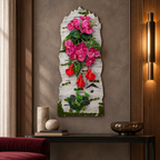 Tablou Floral 3D de Perete FloraVista, cu Flori Artificiale și Suport Decorativ, Aspect Natural, 30 × 70 cm