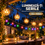 Ghirlandă Luminoasă LED TerraGlow, 5 m, cu 10 Becuri, pentru Interior și Exterior, Alimentare Solară sau 220 V