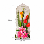Tablou Floral 3D de Perete FloraVista, cu Flori Artificiale și Suport Decorativ, Aspect Natural, 30 × 70 cm