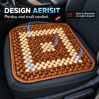 Suport pentru șezut din bambus – confort sporit la volan, 44 × 44 cm