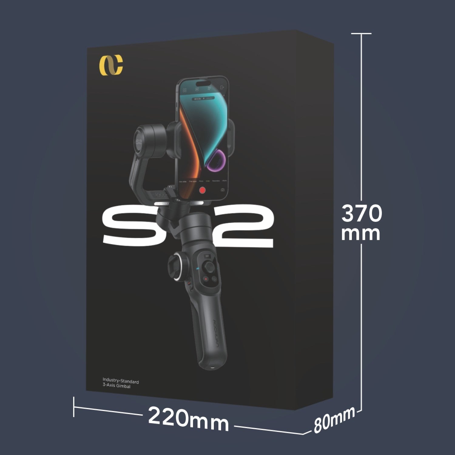Gimbal Aochuan SMART S2, 3 axe, Acumulator 6400mAh, Lumina integrata,  aplicatie dedicata, Content Creator Edition, Negru Mat
