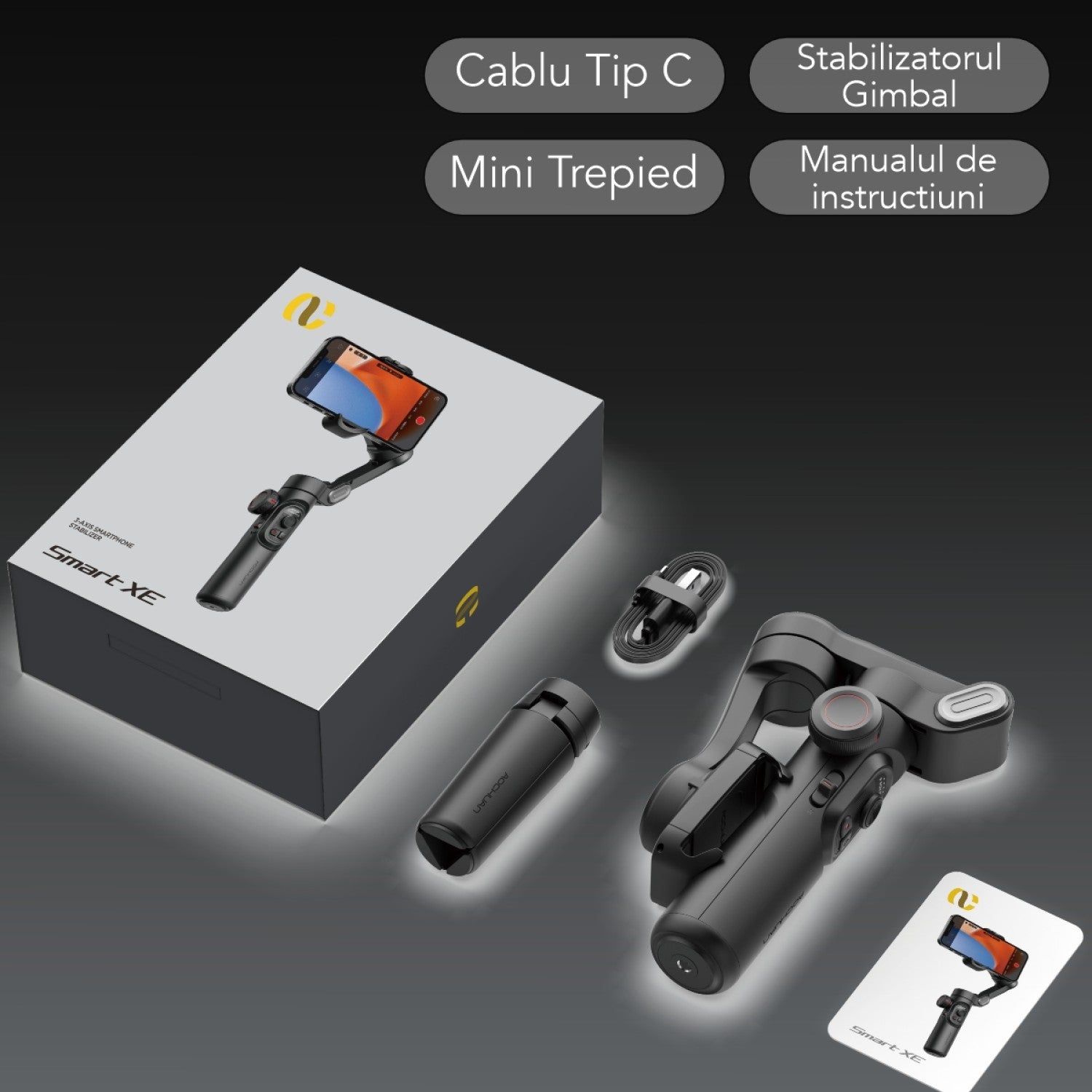 Gimbal Stabilizator Pe 3 Axe Aochuan Smart – Pentru Vlogging și Filmări Profesionale Cu Telefonul