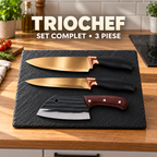Set Cuțite și Satâr TrioChef, Lame din Inox, pentru Feliere, Tocat și Porționare, 3 Piese