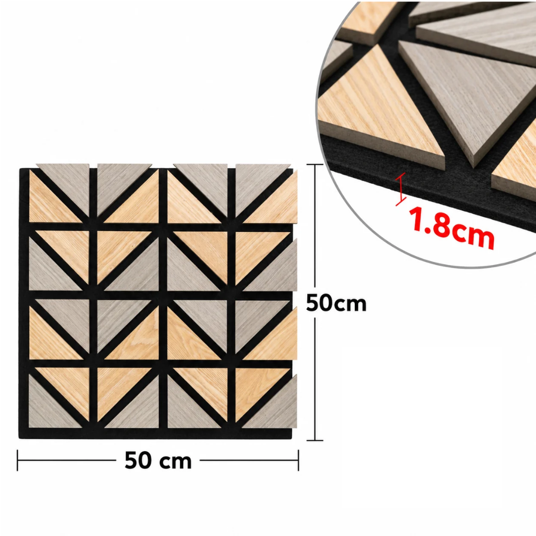 Set 3 Panouri Decorative Acustice SonoArt, din HDF și Pâslă, cu Design Geometric, pentru Pereți Interiori – 6 Variante