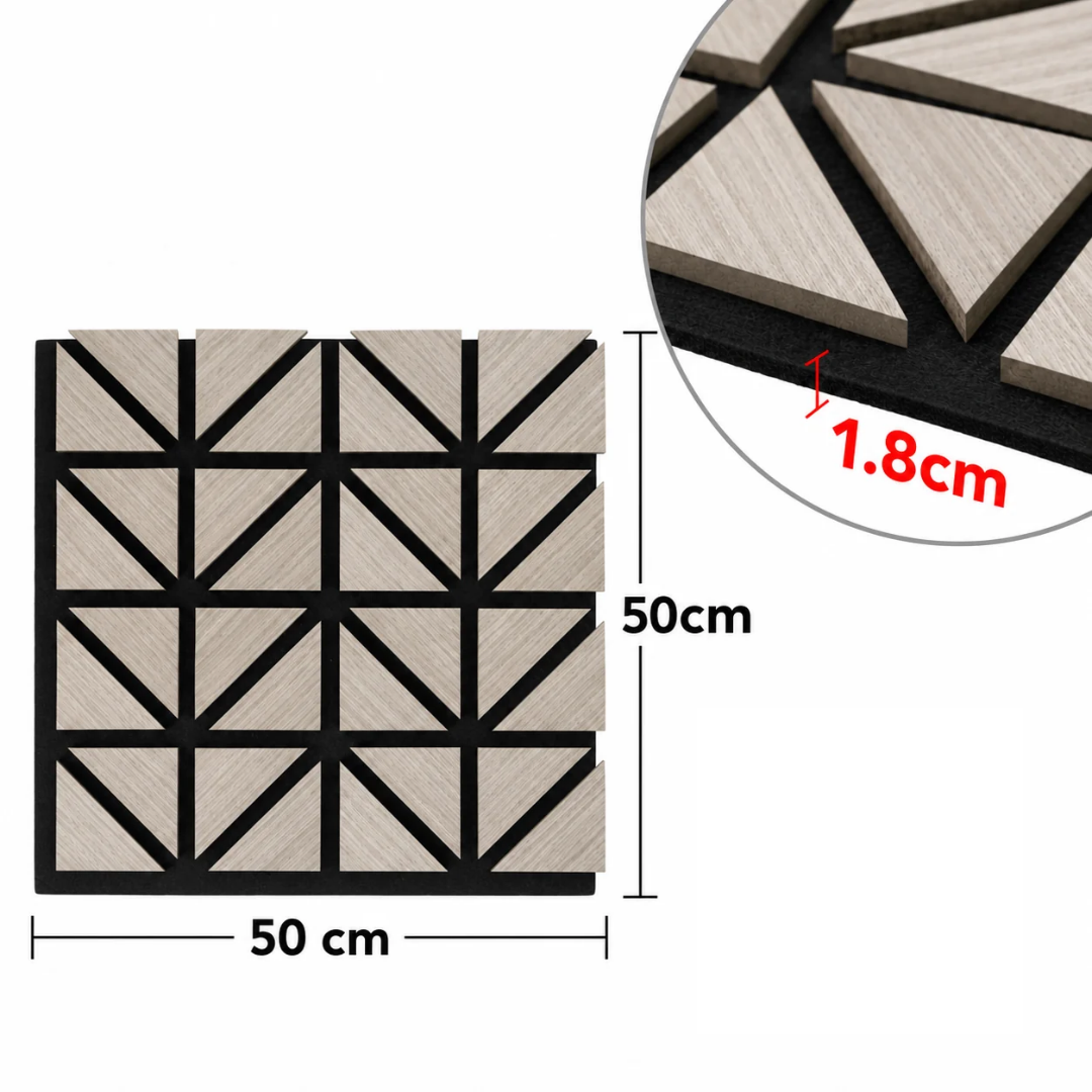 Set 3 Panouri Decorative Acustice SonoArt, din HDF și Pâslă, cu Design Geometric, pentru Pereți Interiori – 6 Variante