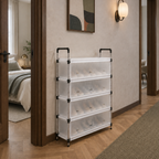 Pantofar Urban Loft cu protecție antipraf, depozitare compactă, alb