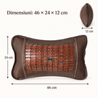 Pernă din bambus cu frunze de ceai – sprijin pentru spate, circulație și relaxare, 46 × 24 × 12 cm