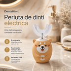 Periuță de dinți electrică DentalHero pentru copii 3-12 ani, 5 programe, acumulator, încărcare USB