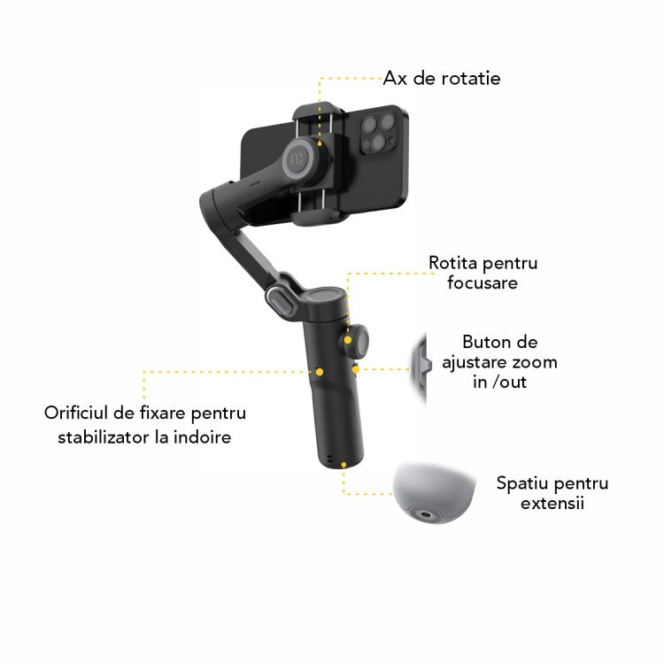 Gimbal Stabilizator Pe 3 Axe Aochuan Smart – Pentru Vlogging și Filmări Profesionale Cu Telefonul