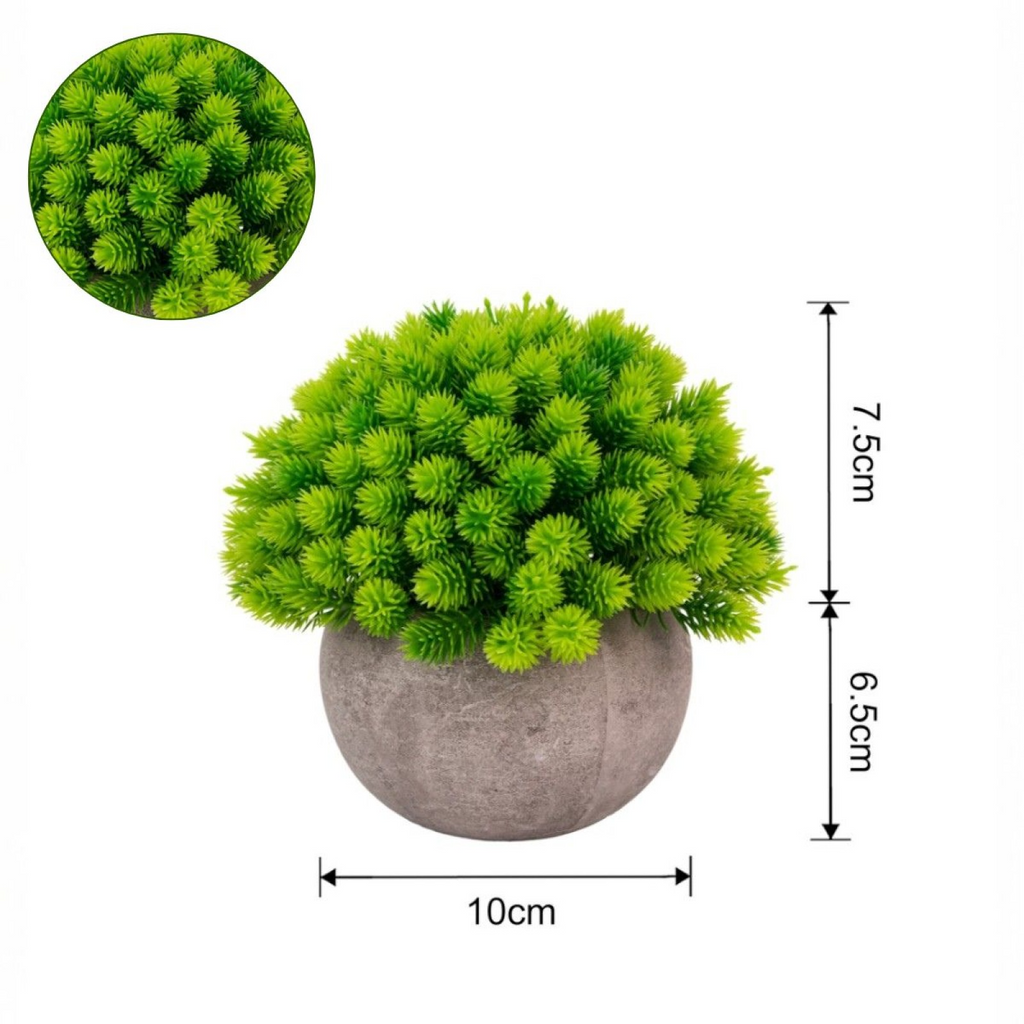Set 3x plante artificiale, cu ghiveci de hartie 12x10 cm, Verde