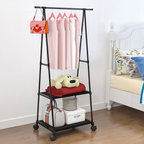 Cuier haine cu suport pantofi, 2 polite,  Negru, D4831