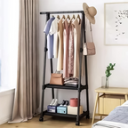 Cuier haine cu suport pantofi, 2 polite,  Negru, D4831