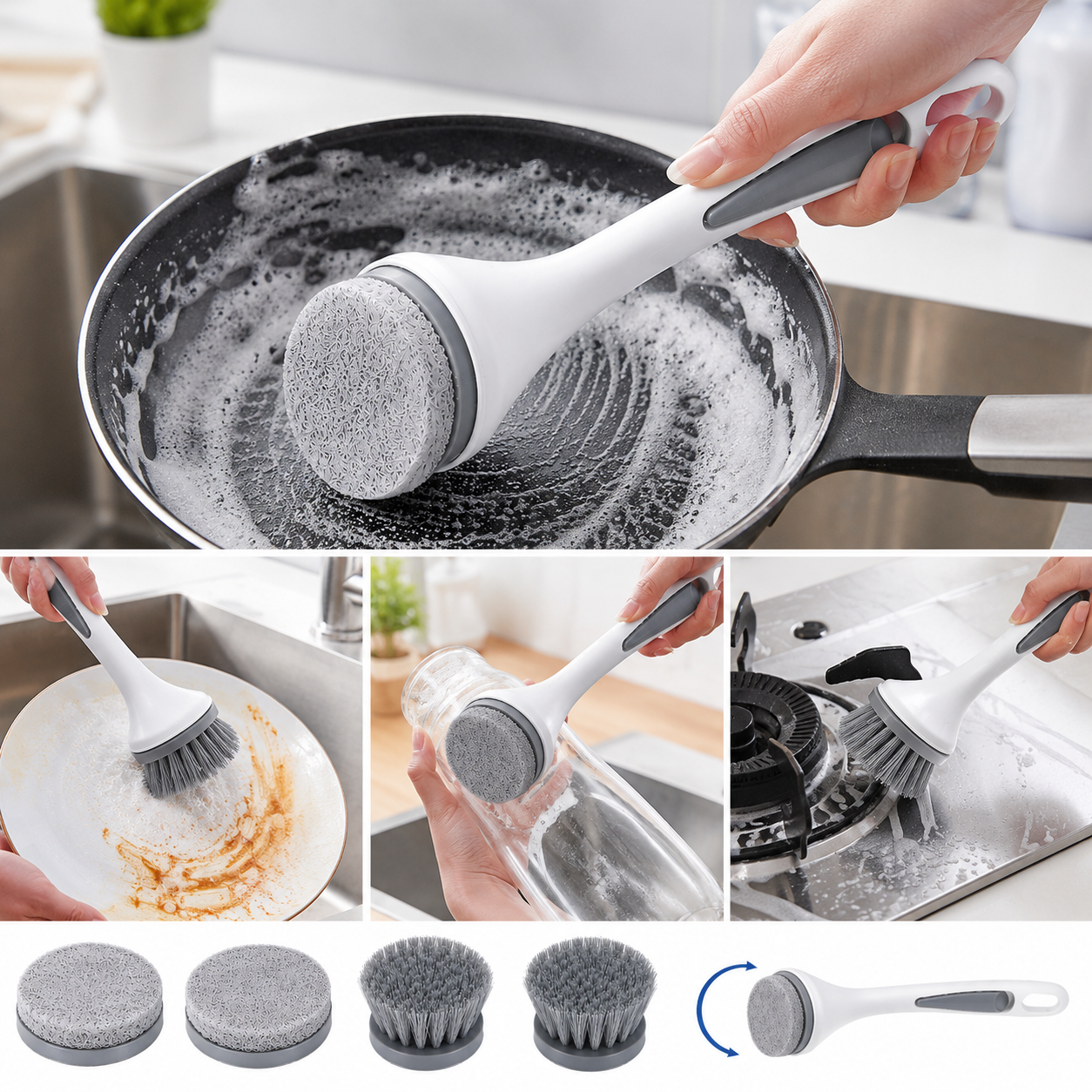 Set de 2 Perii Ergonomice pentru Spălat Vase – Curățare Completă și Eficientă