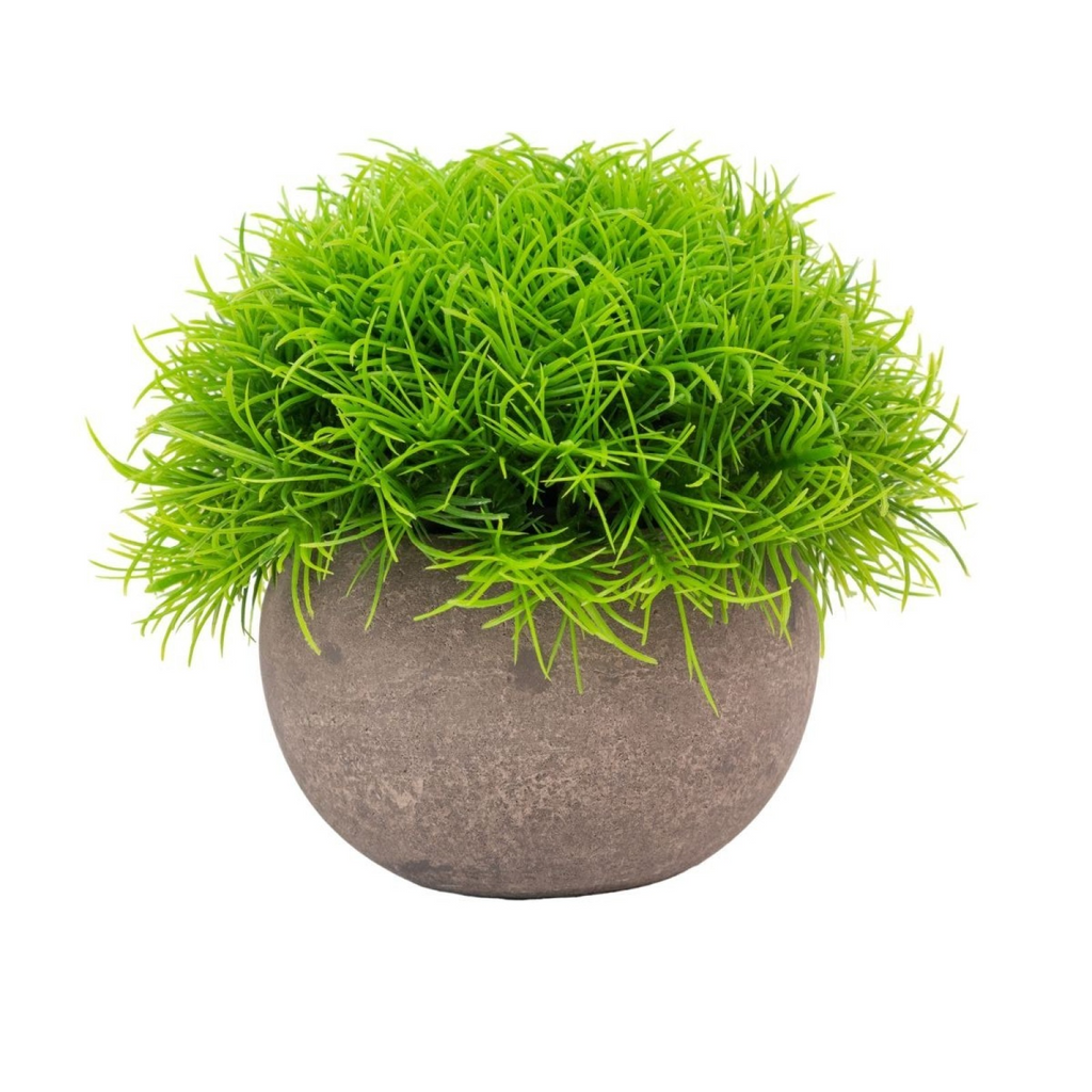 Set 3x plante artificiale, cu ghiveci de hartie 12x10 cm, Verde