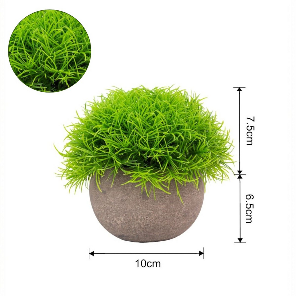 Set 3x plante artificiale, cu ghiveci de hartie 12x10 cm, Verde