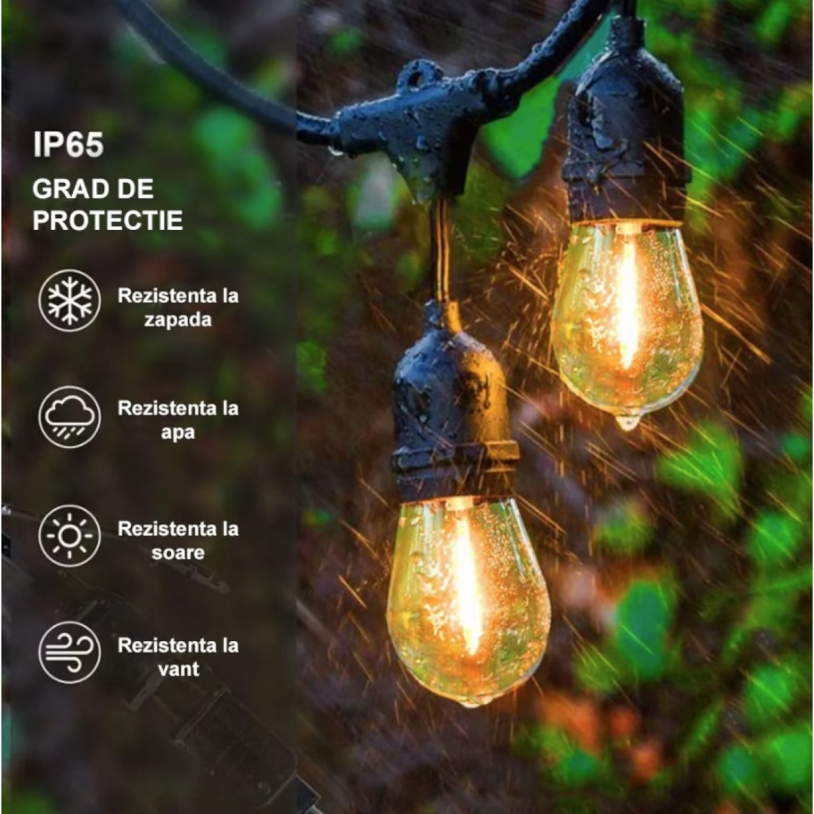 Ghirlanda luminoasa, decorativa, interconectabila, 5m, 10 Becuri LED, Lumina Alb Cald, D6126