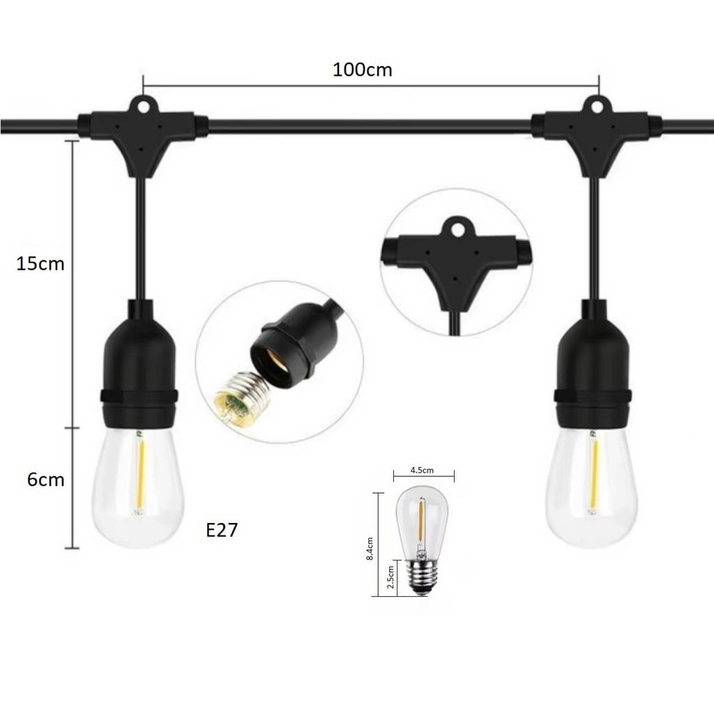 Ghirlanda luminoasa, decorativa, interconectabila, 5m, 10 Becuri LED, Lumina Alb Cald, D6126