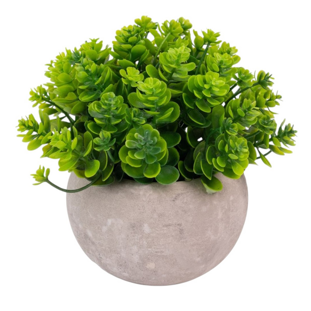 Set 3x plante artificiale, cu ghiveci de hartie 12x10 cm, Verde